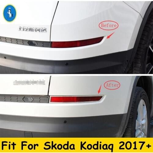 Yimaautotrims Auto Accessory Rear Tail Fog Lights Foglight Lamp Cover Trim Stainless Steel Fit For Skoda Kodiaq 2017 - 2020
