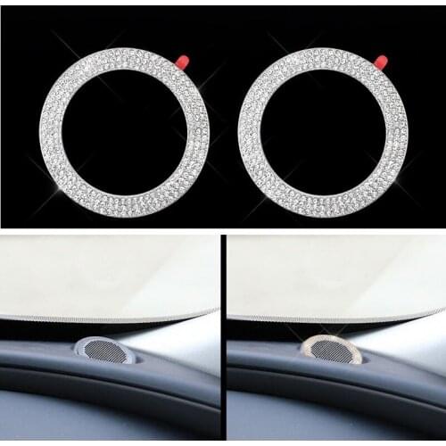 Car Crystal Tweeter Speaker Grille Mask Cover Ring Trim fit For Jaguar XE XF F-PACE 2015-2018