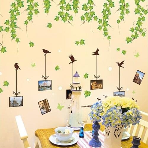 DIY Large Green Leaves Vines Photo Frame Wall Sticker Home Decor Removable Vinyl Mural art Decals Living Room Decoration Posters