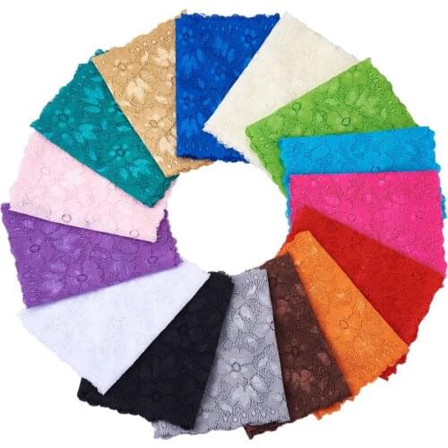 15 Colors Stretch Lace Trim Fabric Elastic Lace Flowers Embroidered Ribbon for Garment Craft Wedding Decorations