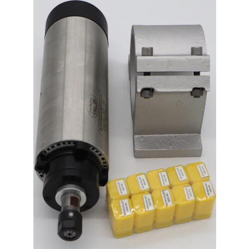 CNC milling spindle ER16 1.5KW air cooling spindle+10 pieces ER16 collets+spindle support