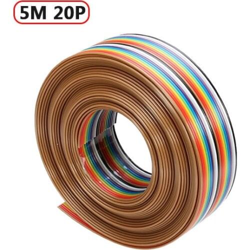 Hot Sale 5M 1.27mm 20P DuPont Cable Rainbow Flat Line Support Wire Soldered