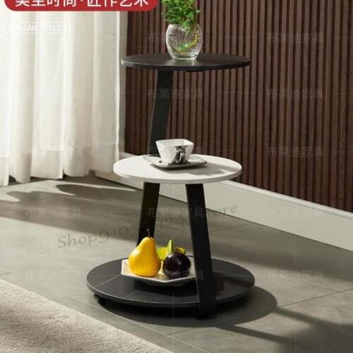 Customized Italian Slate Sofa Side Table Simple Creative Bedside Table Iron Balcony Small Coffee Table Corner Table Living Room