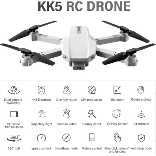 KK5 RC Drone with Camera 1080P Wifi FPV Drone Mini Folding Quadcopter Toy for Kids with Gravity Sensor Control Headless Mode