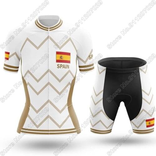 Spain - Women 2021 Cycling Jersey Set Summer Cycling Clothing Road Bike Suit Mountain Bicycle Shirt Bib Shorts MTB Tops