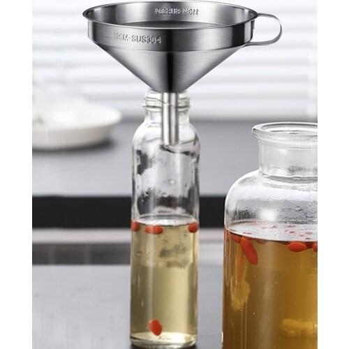 50/125/250/500ml Wine Mention Kitchen Funnel 304 Stainless Steel Funnel Cooking Strainer Oil Wine Filter