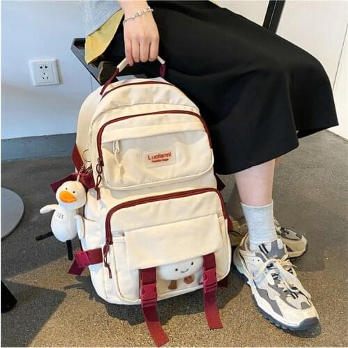 Cute Nylon Waterproof New Multi-pocket Backpack Female Book Bag for Women New College Teenager Girls Buckle Schoolbag Backpacks