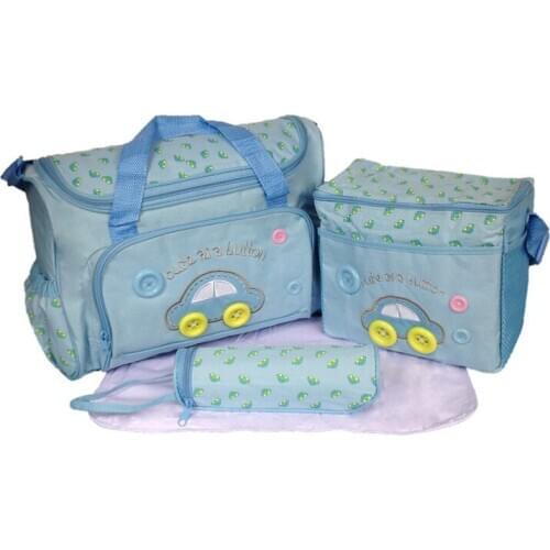 Fashion Multifunctional Mummy Bag Four-piece Oxford Fabric Cartoon Car Waterproof Mom Bag
