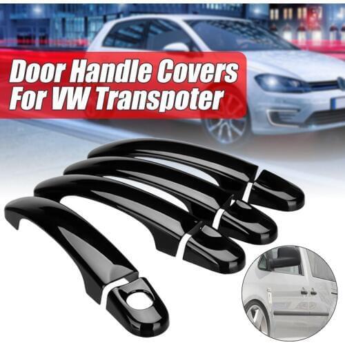 A Set Gloss Black/Carbon Black Car Door Handle Covers Trim For VW Transporter T5 T6 2003-2009 Car Exterior Door Handles ABS