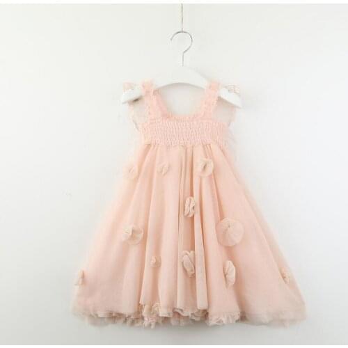 New Retail 2019 Children Kids Fairy Back Butterfly Mesh Flower Dress, Baby Girl Boutique Flower Party Clothes 1-8T Free Shipping