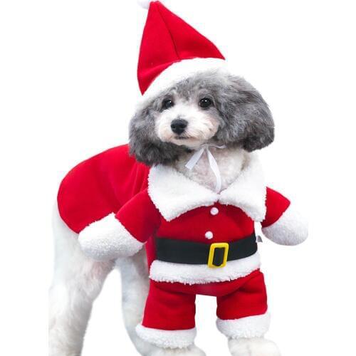 New Christmas Pet Dog Cat Costumes Funny Santa Claus Costume For Small Dogs Winter Warm Puppy Pet Clothes Chihuahua Pug Clothing