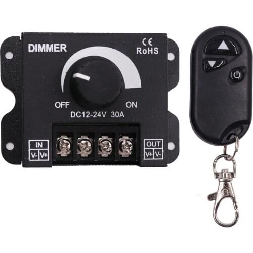 DC 12V 24V Single color Dimmer Controller with 3key RF remote 5050 2835 LED Strip Neon Light 360W Controller Set
