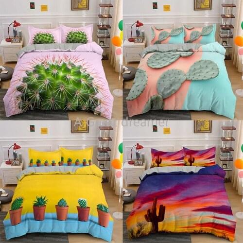 3d Plant Duvet Cover Colorful Bedding Set Cactus Bed Comforters Decorative Home With Pillowcase 2/3 pcs Custom Bed Set
