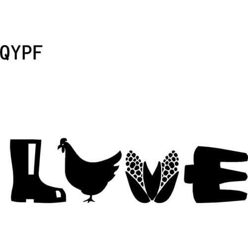 QYPF 16.4cm*4.5cm Farm Chicken Love Fashion Vinyl Car-styling Car Window Sticker Decal Black Silver C15-1231