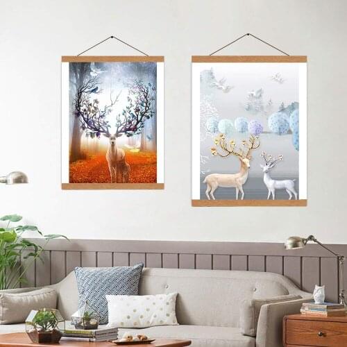 Diamond Painting Frame Magnetic Wooden Hanger Wood Photo Frame Painting Canvas Poster Frame Canvas Frame Art Christmas