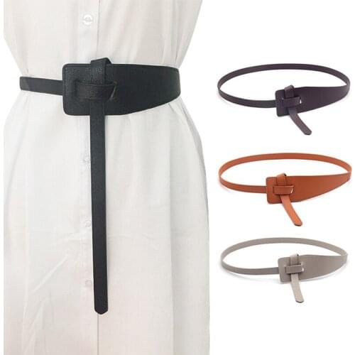 Knot Pu Leather Belts For Women Soft Knotted Strap Belt Long Dress Accessories Lady Waistbands Fashion Summer Skirt Dress Belt