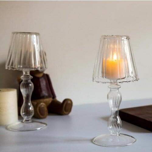 Retro Romantic Table Lamp Glass Candle Holder Creative Home Decoration Ornaments Personality Cafe Furnishing