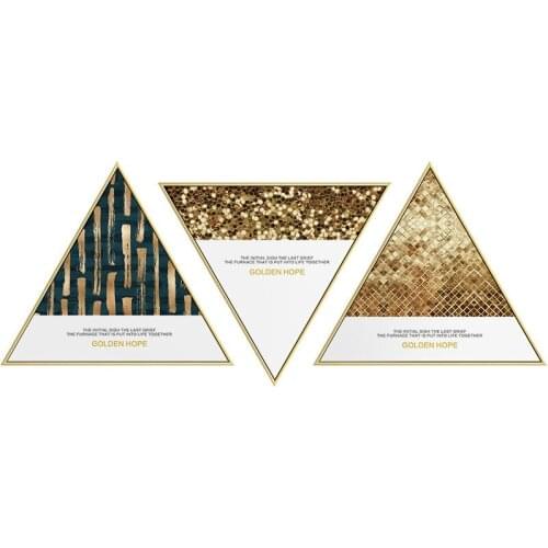 Hand Painted Abstract Decorative Painting Living Room Wall Painting Mural Gold Triangle Nordic Paintings anime decor art