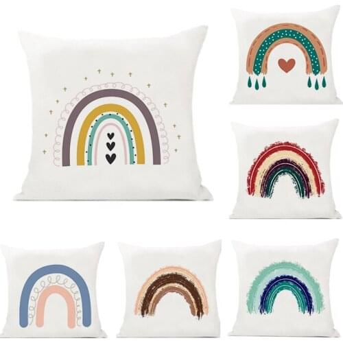 Rainbow Cartoon Print Cushion Case for Sofa Home Pillowcase Decor Living Room Car Pillow Covers Children Room Decorative Pillows