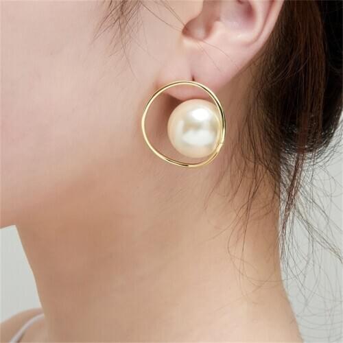 Big Simulated Pearl Girls Drop Earrings Irregualr Circle Temperament Ear Decoration oorbellen voor vrouwen Earrings for Women