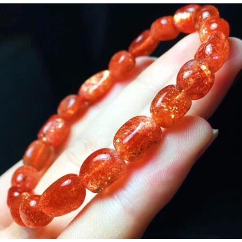 Certificate Natural Lepidocrocite Quartz Gold Strawberry Quartz Crystal Barrel Beads 7mm Rare Stretch Bracelet AAAAA