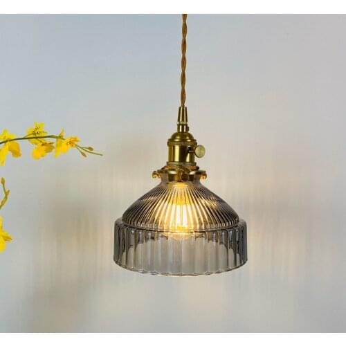 Nordic Retro Brass Glass Chandelier Home Stay Bar Restaurant Bedside Led Lamp Creative Personality Coffee Shop Bedroom Lighting