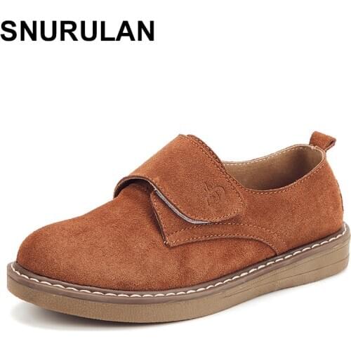 SNURULANShoes women casual platform retro women round toe suede shoes flat jobs simple shoes leisure leather shoes Zapatos De Mu