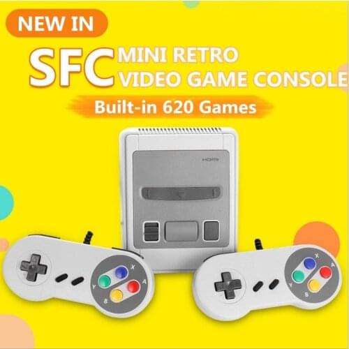 Super Mini 8 Bit Retro Video Game Console Built-in 620 Classic Games PAL&NTSC Family TV Handheld Game Player with 2 Gamepads