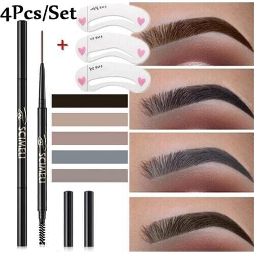 5 Colors Waterproof Natural Long Lasting Paint Tattoo Eyebrow Black Brown Eyebrow Pencil With Brush Makeup With Eyebrow Mould