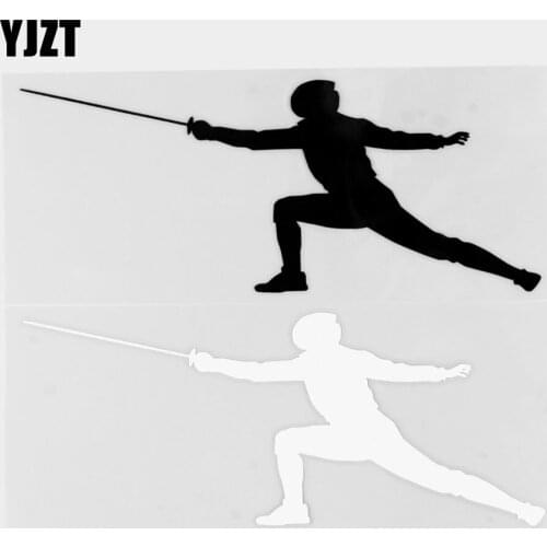 YJZT 17.5×7.2CM Vinyl Decal Car Sticker Fencer Art Deco Classic Black/Silver 20A-0360