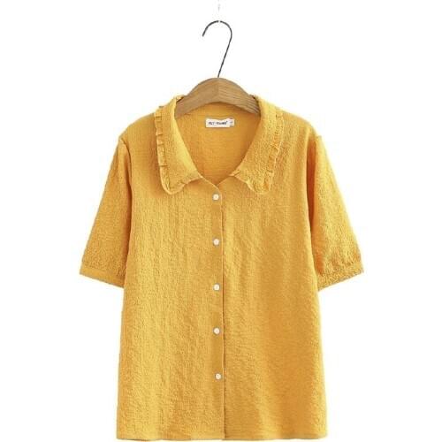 Plus Size L-3XL Fashion Women Short Sleeve Summer Tshirts Large Size Casual Solid Shirts Vintage Tops