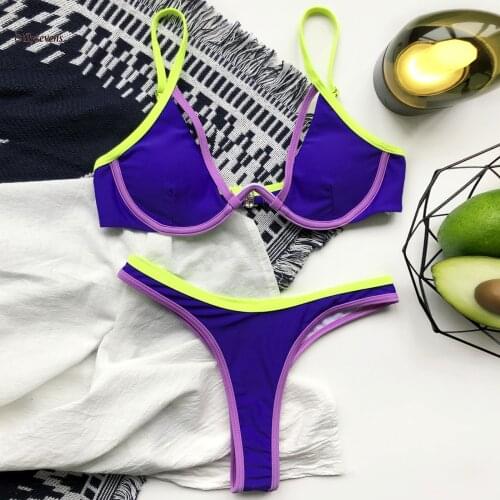 Patchwork Womens Bikini Set Swimsuit Women Two Piece Bikinis 2021 Filled Bra Swimwear Beachwear Traje De Baño Mujer