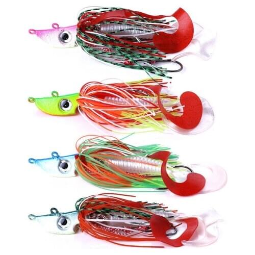 1Pcs 20g Spinner Bait Jig Head Metal Lead Bait Sea Beard Pike Fishing Tackle Hard Bait With Soft Skirt Rubber Jig Fishing Lure