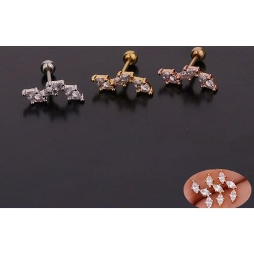 1 PCS Simple Micro Pave CZ Geometric Ear Bone Cuff Earring for Woman Man Gold Color Copper Steel Piercing Earring Ear Jewelry