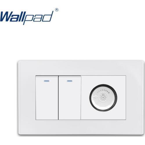 2 Gang 2 Way With Dimmer Wallpad Luxury White PC Panel Wall Light Switch Rocker Switch 16A AC110~250V