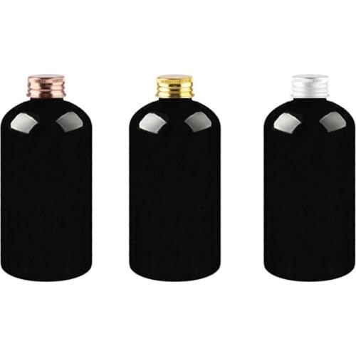 20pcs 250ml black plastic bottles container for Shower Gel shampoo Liquid soap lotion travel Bottles gold silver bronze cap