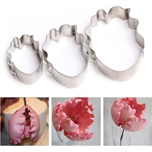 3pcs/set Parrot Tulip Petal Flower Cookie Cutter Cake Decorating Tools Fondant Sugarcraft Candy Cupcake Biscuit Molds