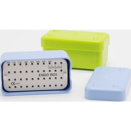 40 Holes Dental Plastic Endo Box With A Ruler Files Bur Holder Blocks Stand Blue Clean Autoclavable Sterilization Case Tools B/G