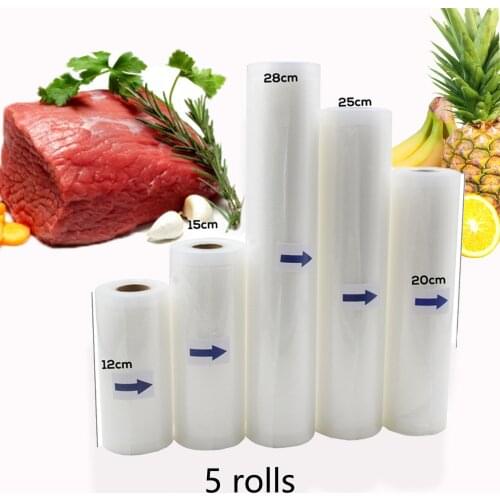 Xiaomi Mijia 5 Rolls Vacuum Sealer Packing Bag Kitchen Food Vacuum Packaging Rolls for Vacuum Sealer 12/15/20/25/28cm*500cm Long