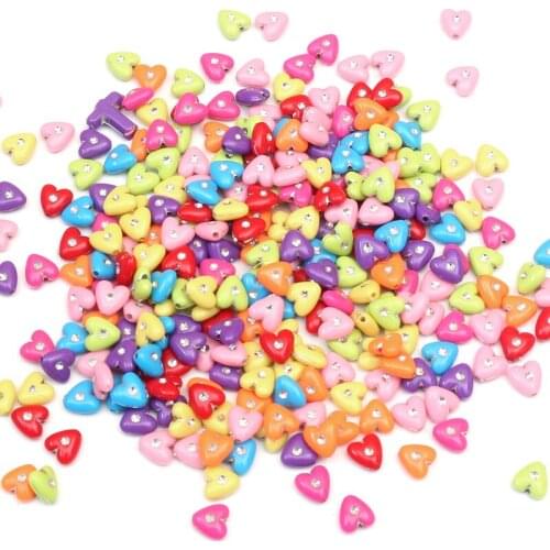 50Pcs Mixed Heart Drill Acrylic Beads 8X8mm For Jewellery Marking Loose Spacer Beads Bracelet Necklace Charm Jewelry Finding