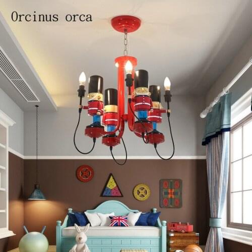American creative guard chandelier boys bedroom children room lights cartoon personality soldier LED resin Chandelier