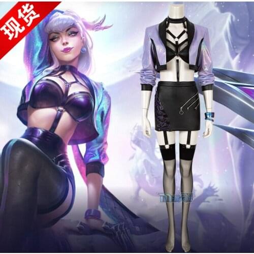 STOCK Amine Game LOL S10 KDA Evelynn Cosplay Costume Agonys Embrace Singing Clothes Sizes XS-XXXL 2021 New
