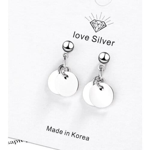 Free Shipping Fashion Sterling Silver Stud Earrings Simple Round Ear Studs earrings for women