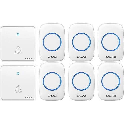 CACAZI Wireless Doorbell Waterproof 300M Remote Night Light Receiver 2032 Battery Transmitter Smart Home Battery Doorbell Chime