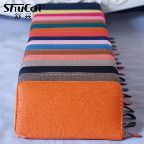 Brand New Design Women Genuine Leather Wallet Long High Quality Female Clutch Zippered Wallets Big Capacity Purse cell Phone bag