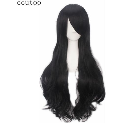 Ccutoo 80cm/32inch 30 colors Curly Long Full Bangs Synthetic Hair Heat Resistance Fiber Cosplay Costume Wigs For Halloween Party