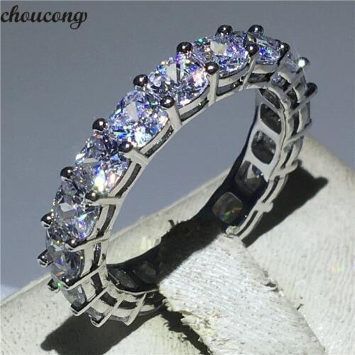 Choucong Fine Jewelry Wedding Band Ring Cushion Cut 4MM 5A Zircon Sona Cz 925 Sterling Silver Engagement Rings for Women Men