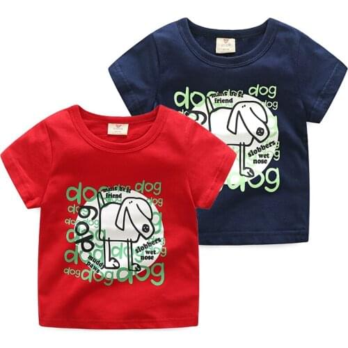 Baby Cartoon T Shirt 2021 Summer Baby Clothes Korean Baby Boys Casual Puppy Letters T Shirt Childrens Short-sleeved Top Tees