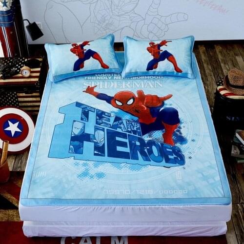 Disney Spiderman Mattress Protector set Boys Cartoon Iron Man Captain America Hulk Summer Ice Silk Sleeping Bed Mat Home textile