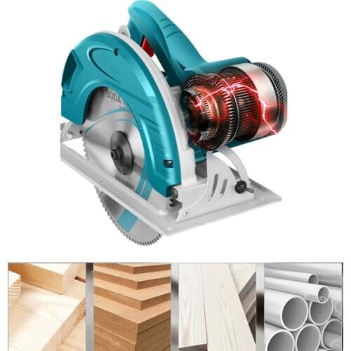 220V Electric Circular Saw 9/10 inch Chainsaw Woodworking Tools Cutting Machine Portable Disc Table Saw Flip Aluminum Plastic
